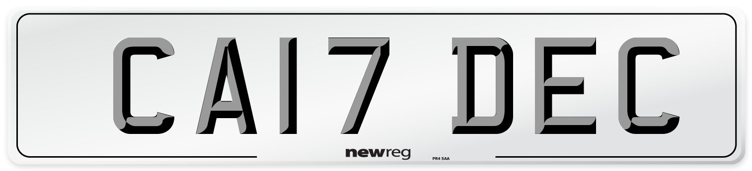 CA17 DEC Number Plate from New Reg